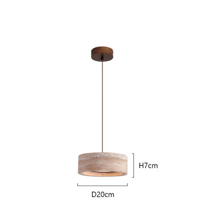 Hanglamp Minimalistisch met Ronde Travertine Kap en Verstelbare Hoogte