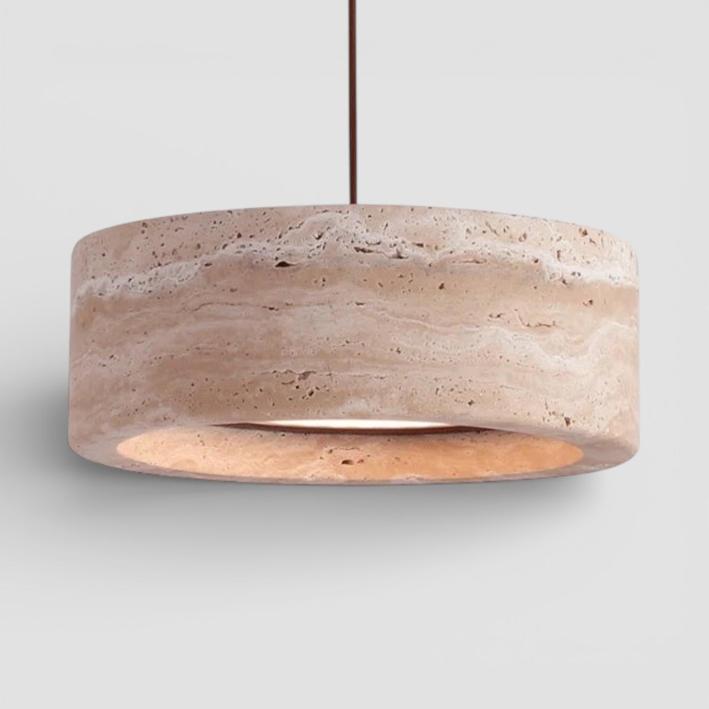 Hanglamp Minimalistisch met Ronde Travertine Kap en Verstelbare Hoogte ##POS:2##