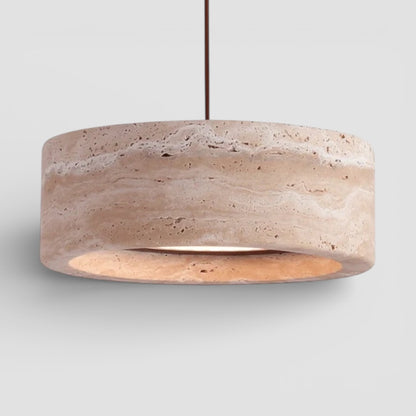Hanglamp Minimalistisch met Ronde Travertine Kap en Verstelbare Hoogte ##POS:2##