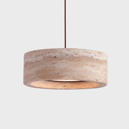 Hanglamp Minimalistisch met Ronde Travertine Kap en Verstelbare Hoogte
