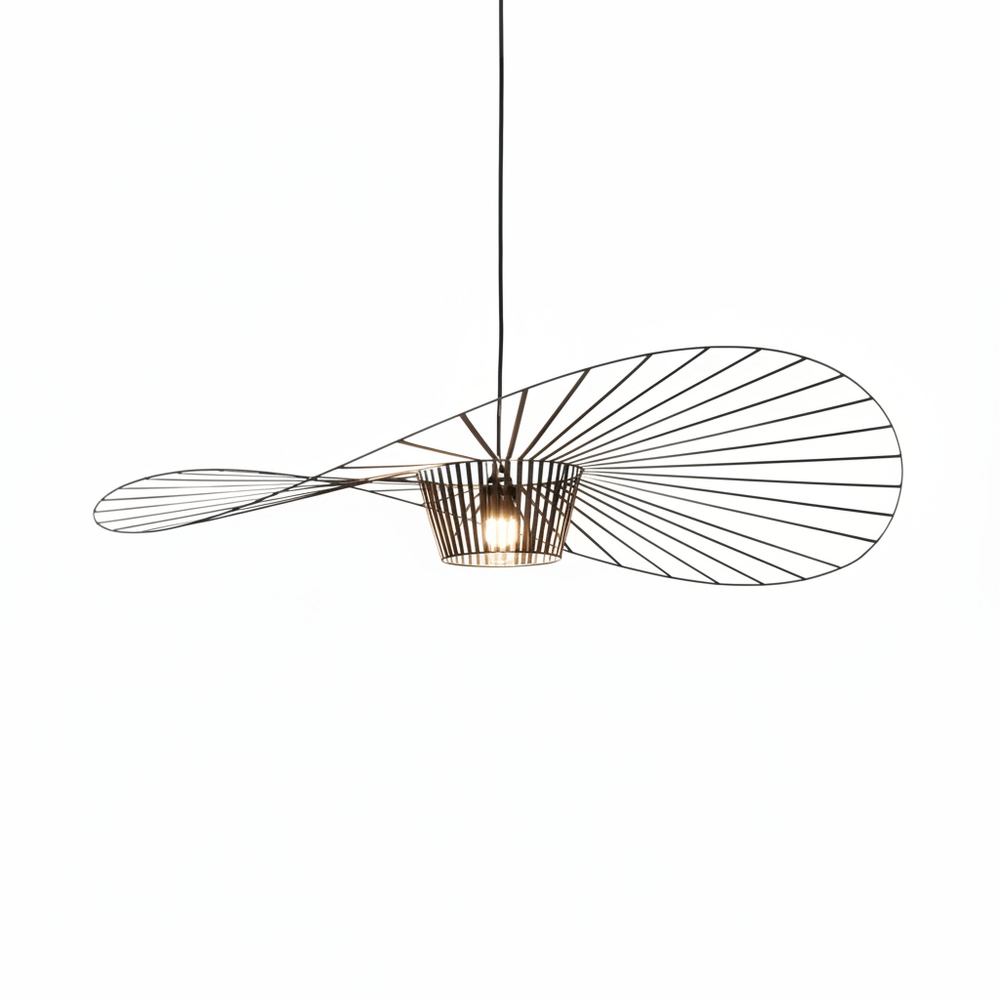 Hanglamp Minimalistisch met Strooien Hoed Design en Draadframe