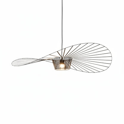 Hanglamp Minimalistisch met Strooien Hoed Design en Draadframe