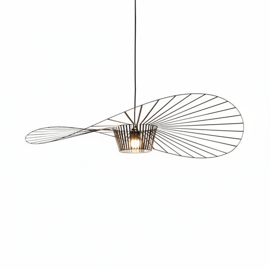 Hanglamp Minimalistisch met Strooien Hoed Design en Draadframe