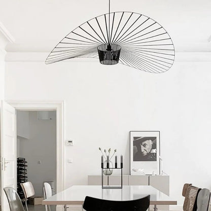 Hanglamp Minimalistisch met Strooien Hoed Design en Draadframe