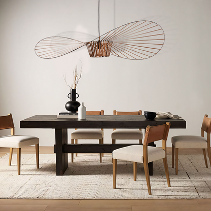 Hanglamp Minimalistisch met Strooien Hoed Design en Draadframe