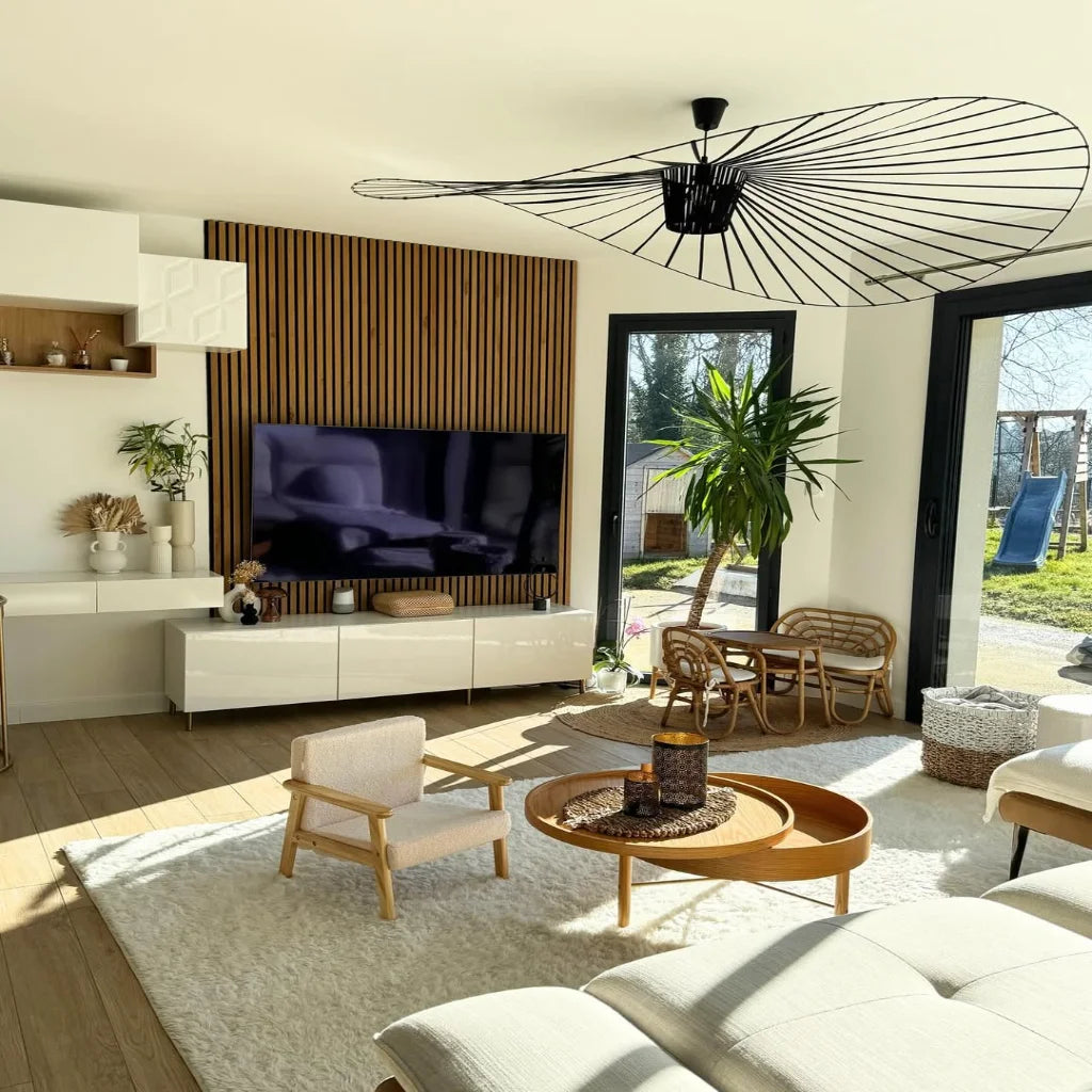 Hanglamp Minimalistisch met Strooien Hoed Design en Draadframe