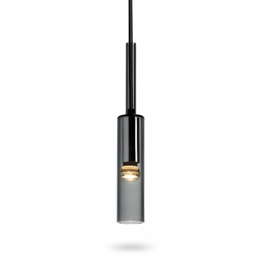 Hanglamp Minimalistisch Scandi met Rookglazen Cilinderkap