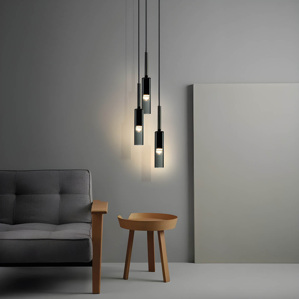 Hanglamp Minimalistisch Scandi met Rookglazen Cilinderkap