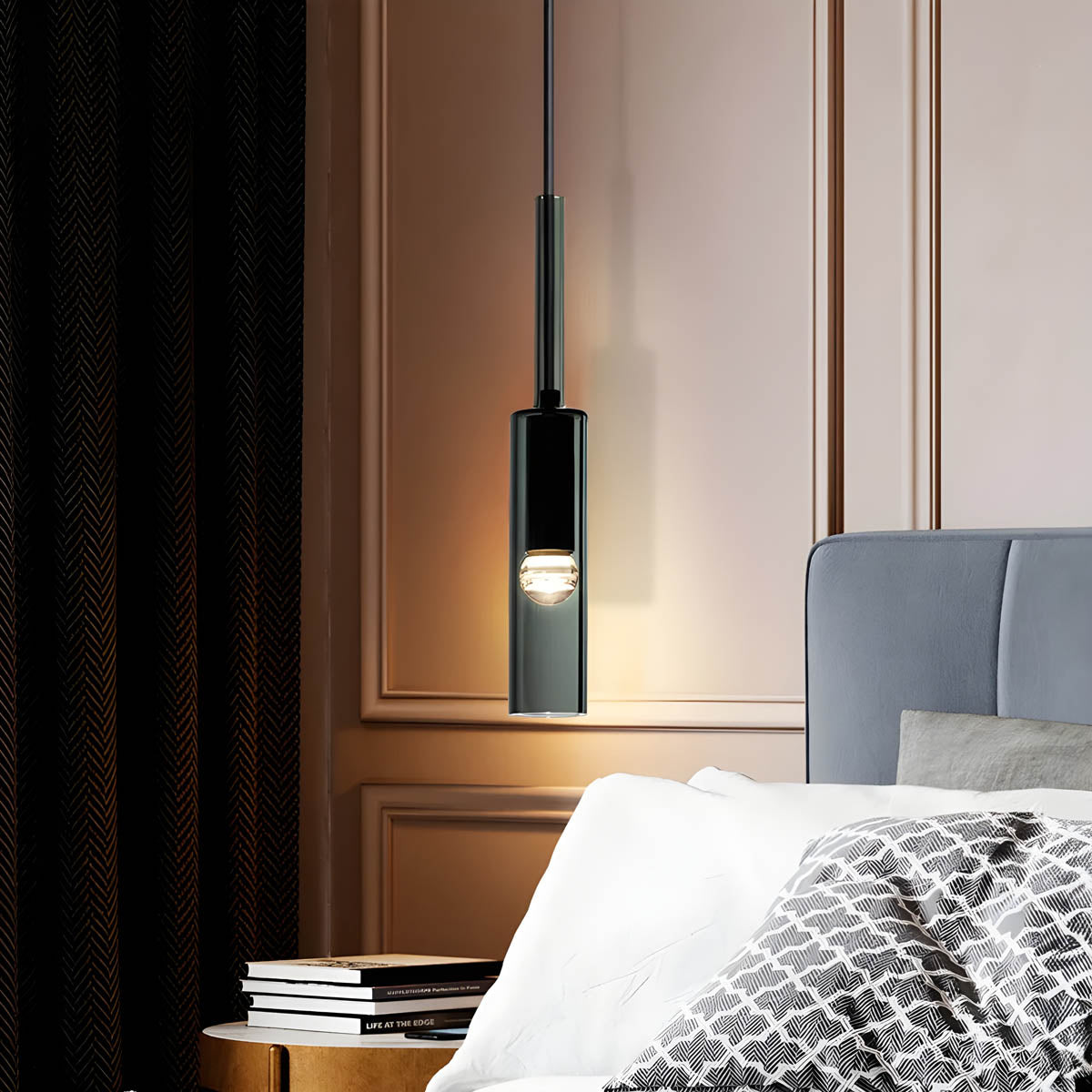 Hanglamp Minimalistisch Scandi met Rookglazen Cilinderkap