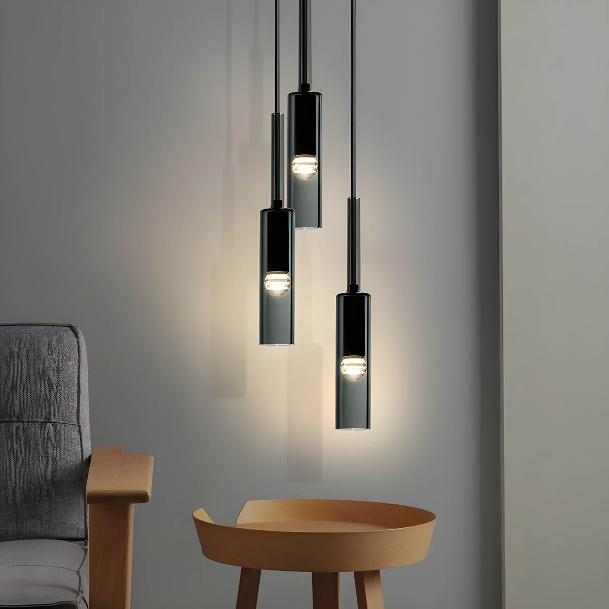 Hanglamp Minimalistisch Scandi met Rookglazen Cilinderkap