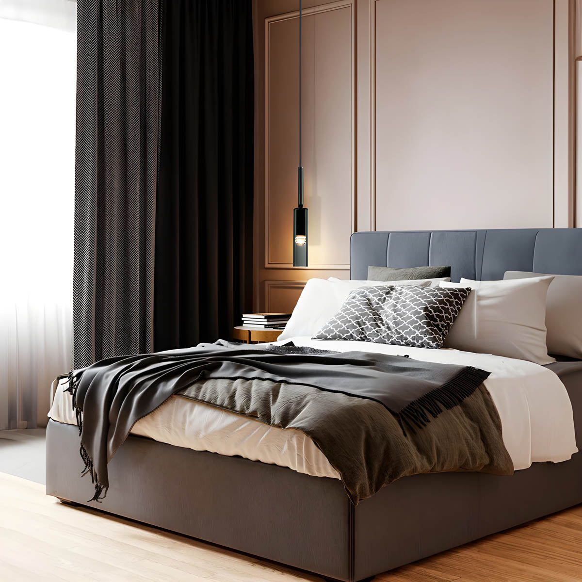 Hanglamp Minimalistisch Scandi met Rookglazen Cilinderkap