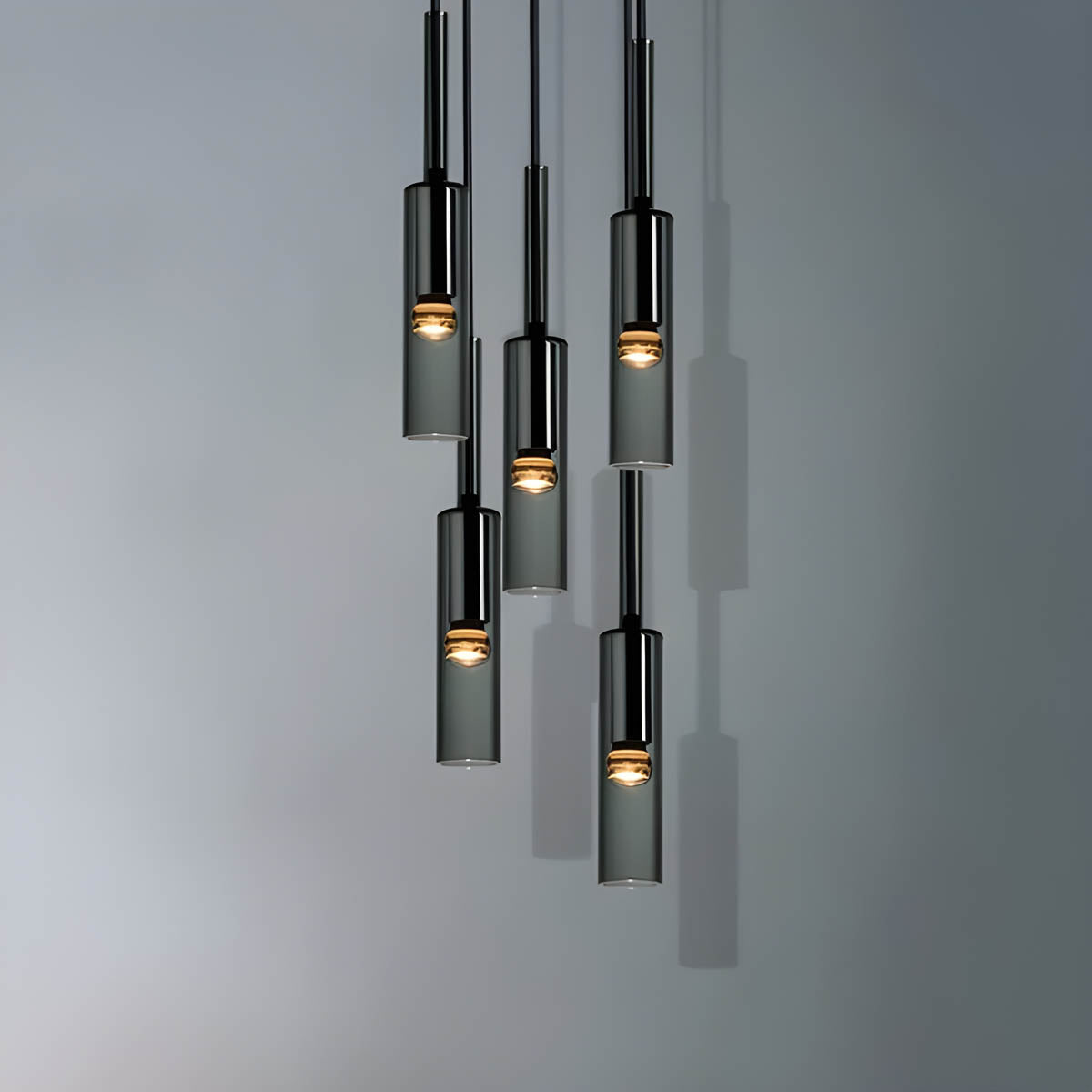 Hanglamp Minimalistisch Scandi met Rookglazen Cilinderkap