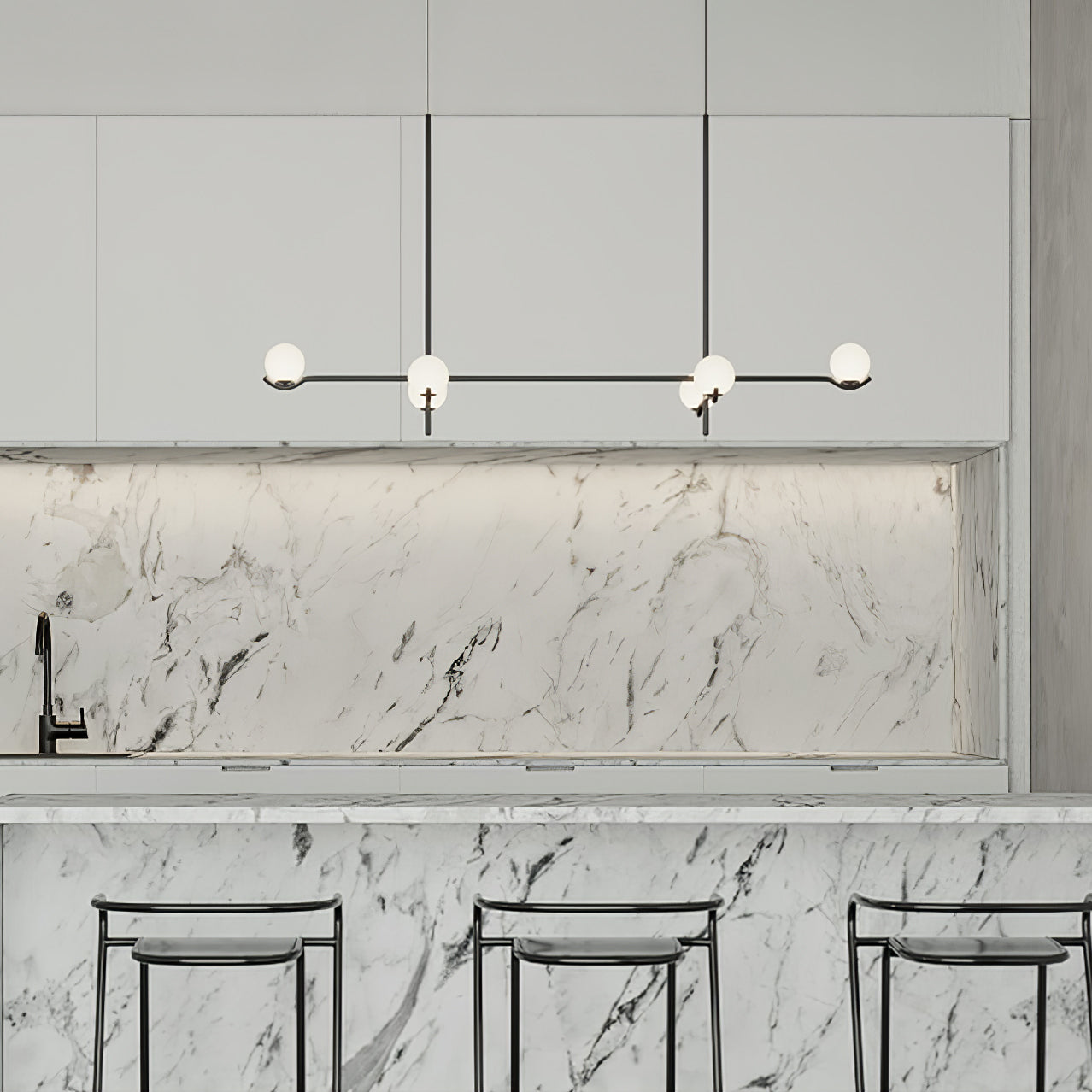 Hanglamp Modern Asymmetrisch met Opaalwitte Glazen Bollen