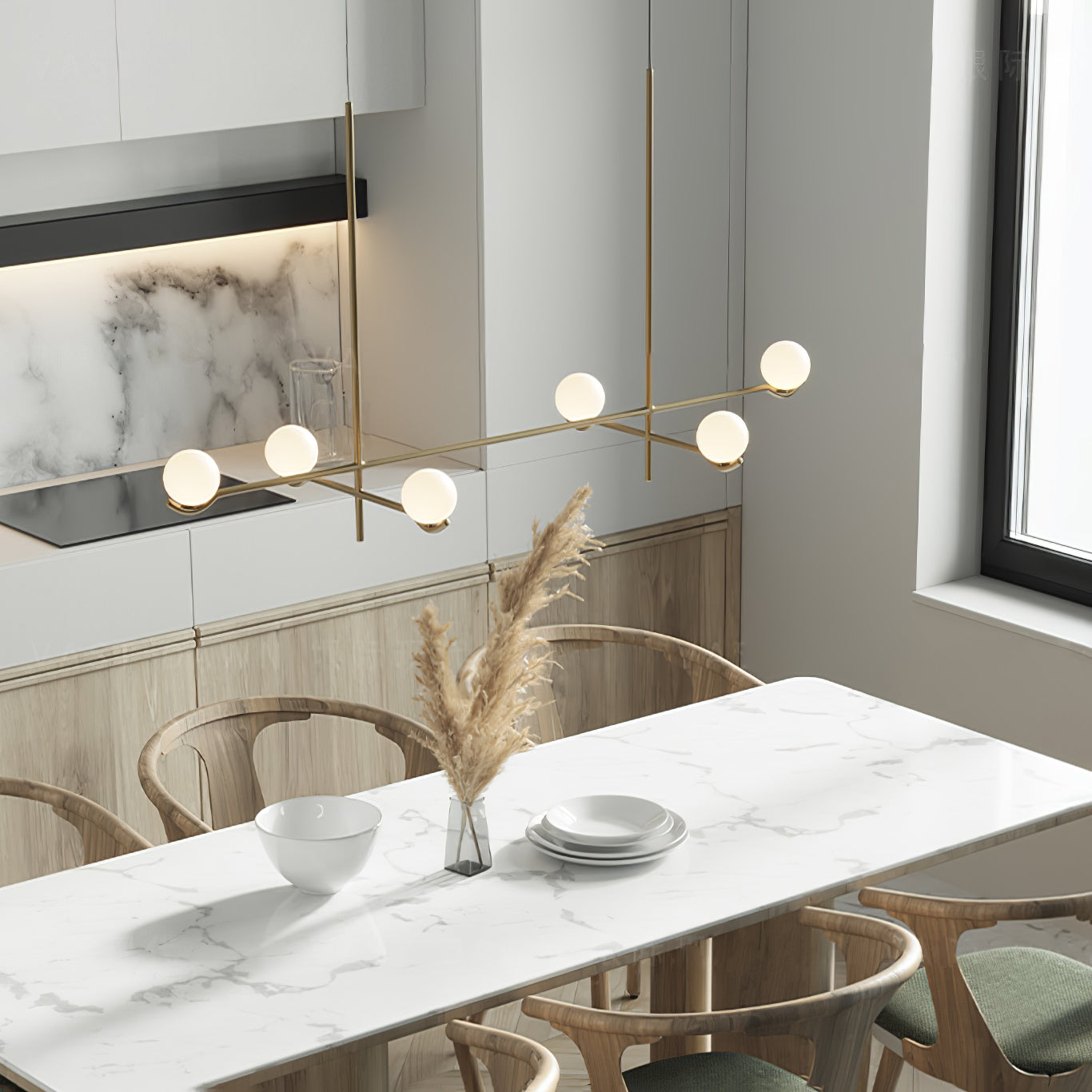 Hanglamp Modern Asymmetrisch met Opaalwitte Glazen Bollen