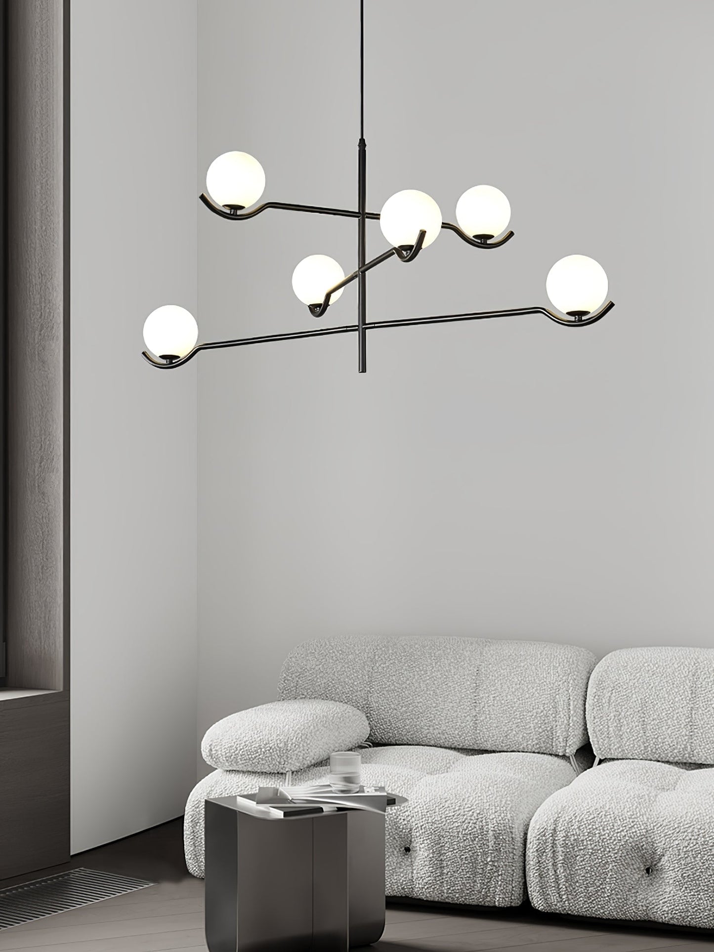 Hanglamp Modern Asymmetrisch met Opaalwitte Glazen Bollen