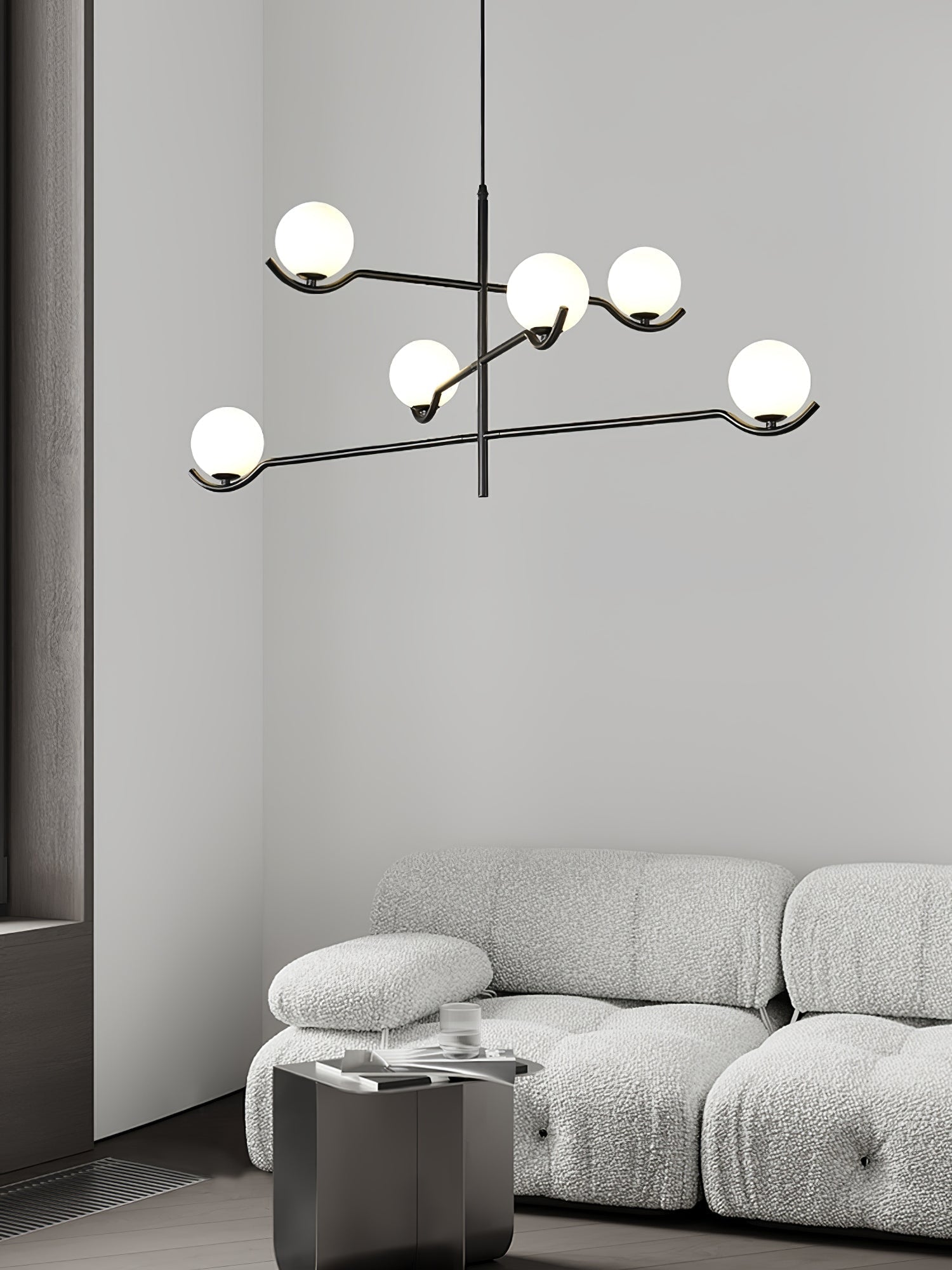 Hanglamp Modern Asymmetrisch met Opaalwitte Glazen Bollen