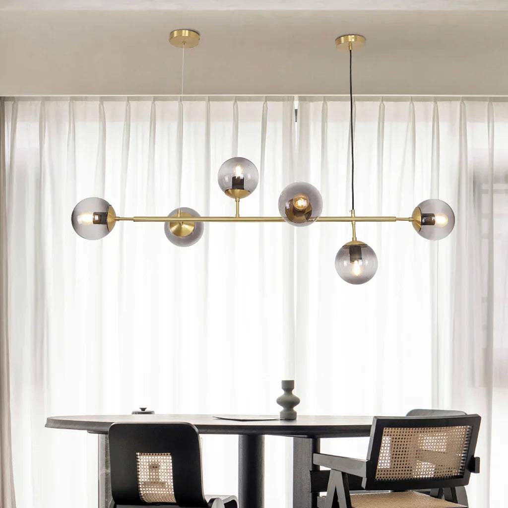 Hanglamp Modern met 6 Glazen Bollen en Verstelbare Hoogte