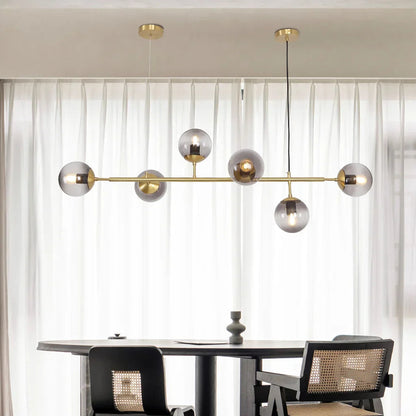 Hanglamp Modern met 6 Glazen Bollen en Verstelbare Hoogte