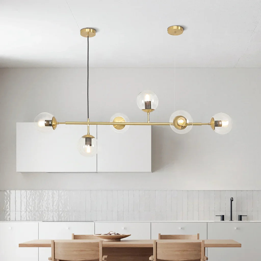 Hanglamp Modern met 6 Glazen Bollen en Verstelbare Hoogte