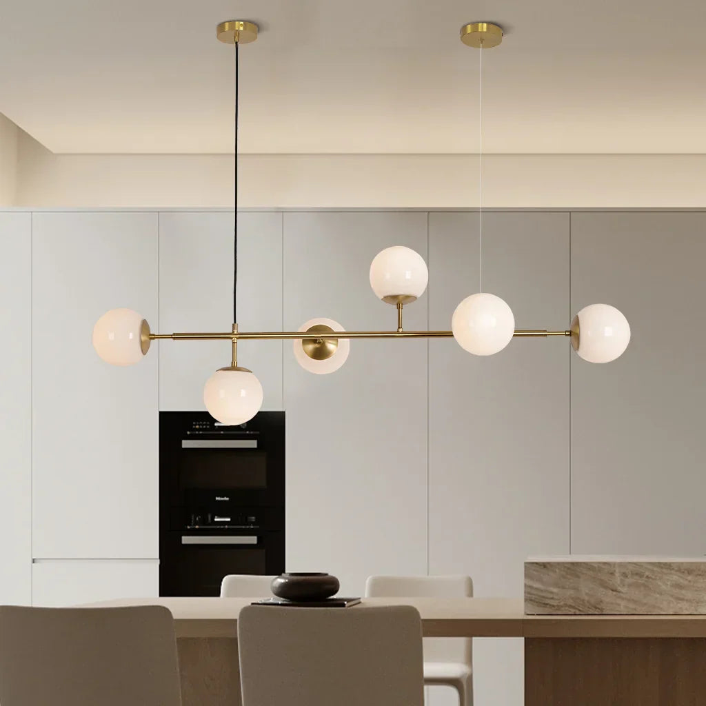 Hanglamp Modern met 6 Glazen Bollen en Verstelbare Hoogte