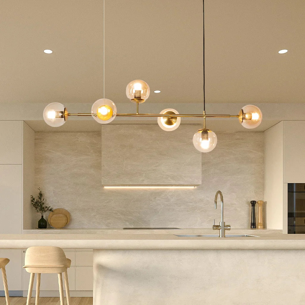 Hanglamp Modern met 6 Glazen Bollen en Verstelbare Hoogte
