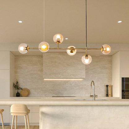 Hanglamp Modern met 6 Glazen Bollen en Verstelbare Hoogte
