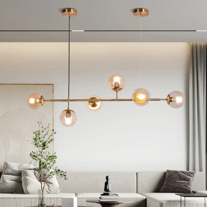 Hanglamp Modern met 6 Glazen Bollen en Verstelbare Hoogte