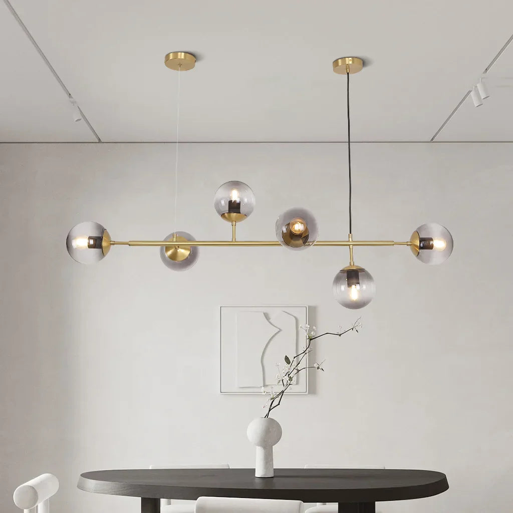 Hanglamp Modern met 6 Glazen Bollen en Verstelbare Hoogte