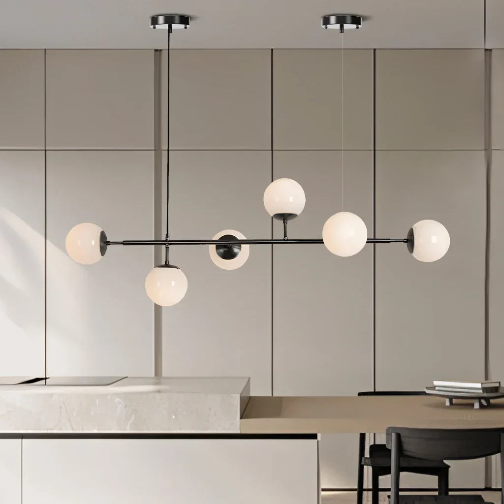 Hanglamp Modern met 6 Glazen Bollen en Verstelbare Hoogte