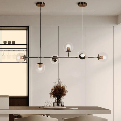 Hanglamp Modern met 6 Glazen Bollen en Verstelbare Hoogte