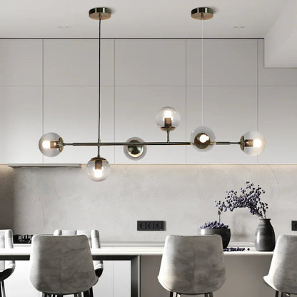 Hanglamp Modern met 6 Glazen Bollen en Verstelbare Hoogte