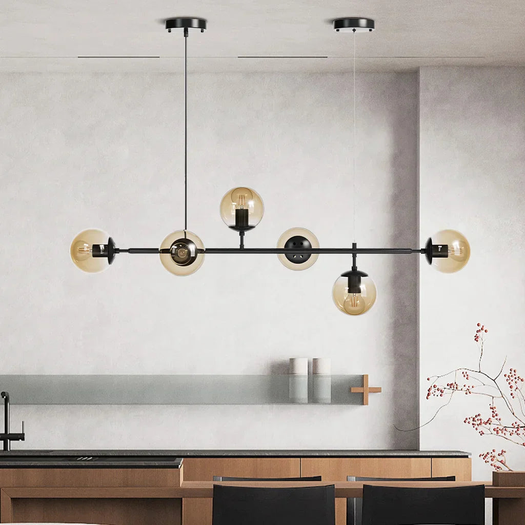 Hanglamp Modern met 6 Glazen Bollen en Verstelbare Hoogte
