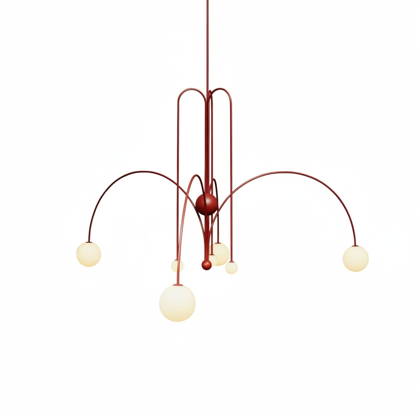 Hanglamp Modern met Boogvormige Armen en Glazen Bollen voor 6 Lichtpunten