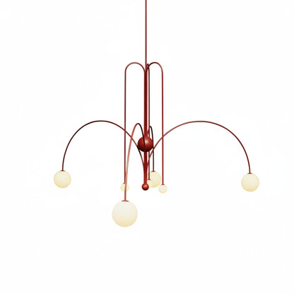 Hanglamp Modern met Boogvormige Armen en Glazen Bollen voor 6 Lichtpunten