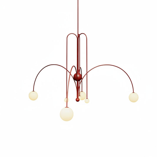 Hanglamp Modern met Boogvormige Armen en Glazen Bollen voor 6 Lichtpunten