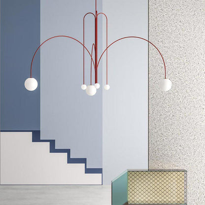 Hanglamp Modern met Boogvormige Armen en Glazen Bollen voor 6 Lichtpunten
