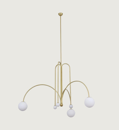 Hanglamp Modern met Boogvormige Armen en Glazen Bollen voor 6 Lichtpunten
