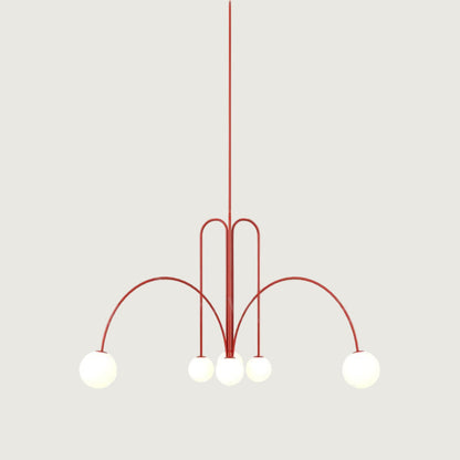 Hanglamp Modern met Boogvormige Armen en Glazen Bollen voor 6 Lichtpunten