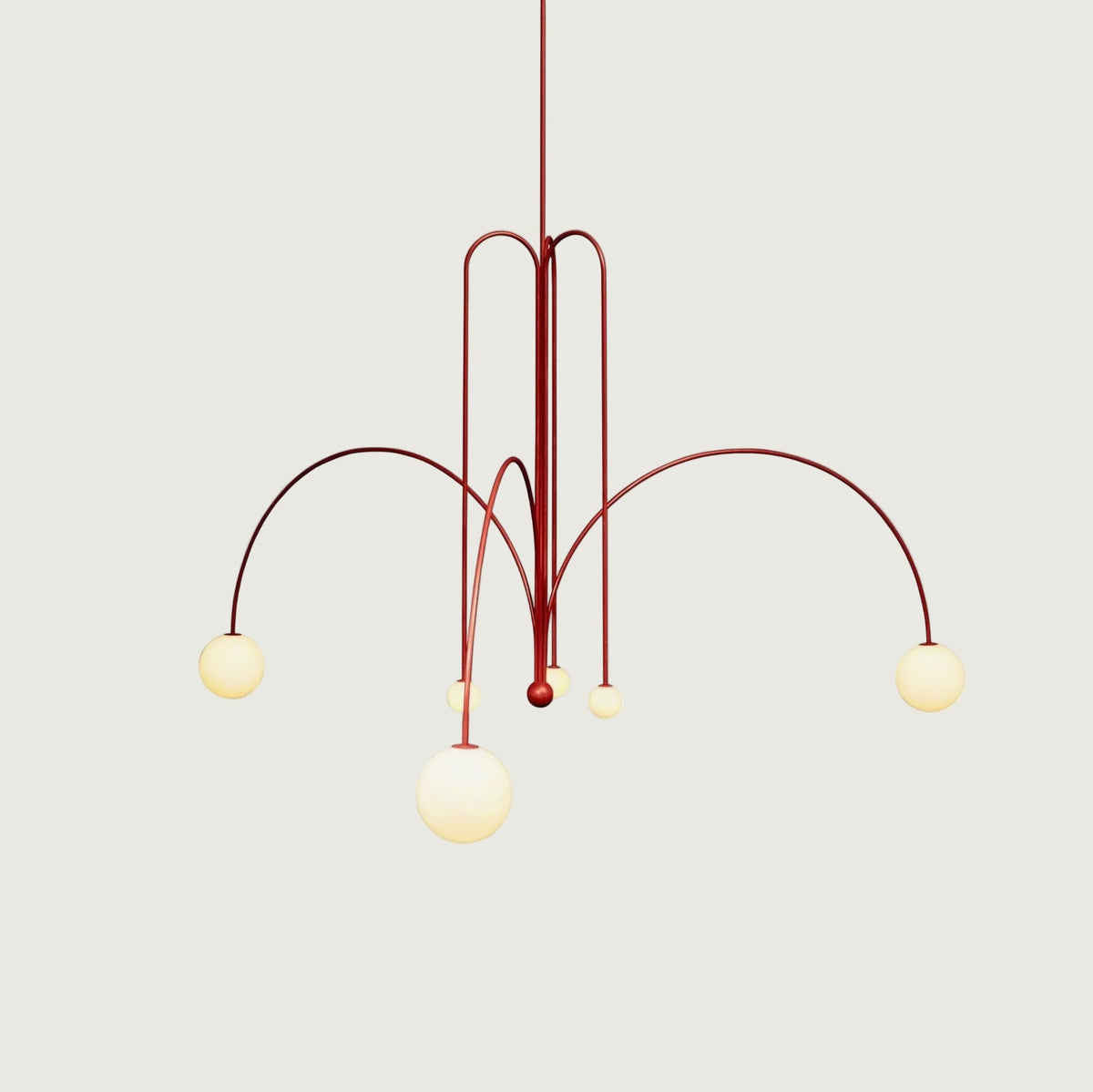 Hanglamp Modern met Boogvormige Armen en Glazen Bollen voor 6 Lichtpunten