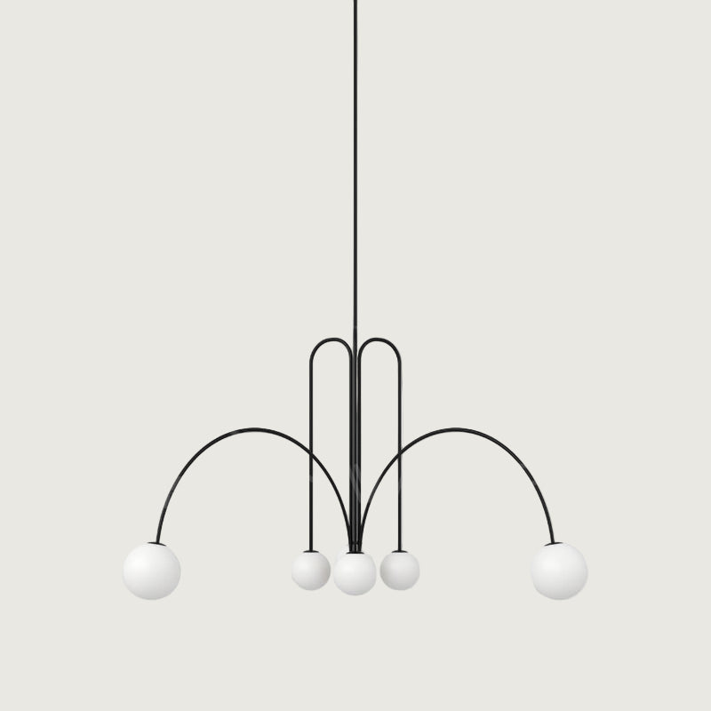 Hanglamp Modern met Boogvormige Armen en Glazen Bollen voor 6 Lichtpunten