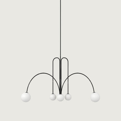 Hanglamp Modern met Boogvormige Armen en Glazen Bollen voor 6 Lichtpunten