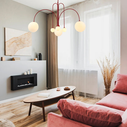 Hanglamp Modern met Boogvormige Armen en Glazen Bollen voor 6 Lichtpunten