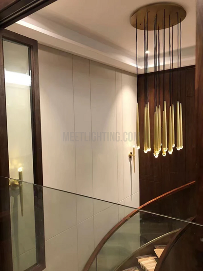 Hanglamp Modern met Cilindrische Buizen en Ronde Plafondrozet voor Hoge Plafonds