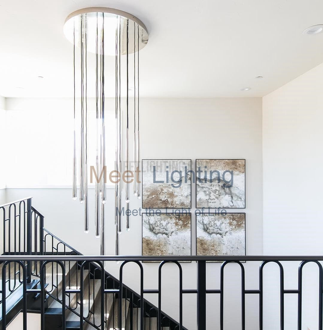 Hanglamp Modern met Cilindrische Buizen en Ronde Plafondrozet voor Hoge Plafonds