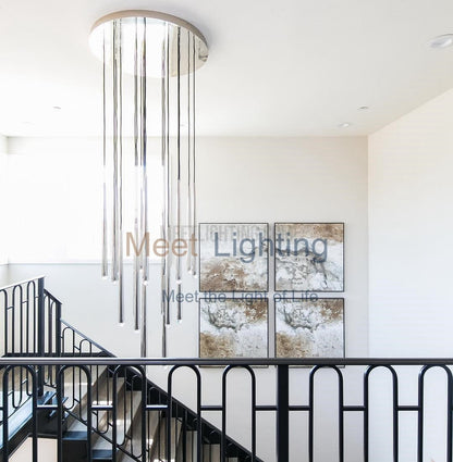 Hanglamp Modern met Cilindrische Buizen en Ronde Plafondrozet voor Hoge Plafonds