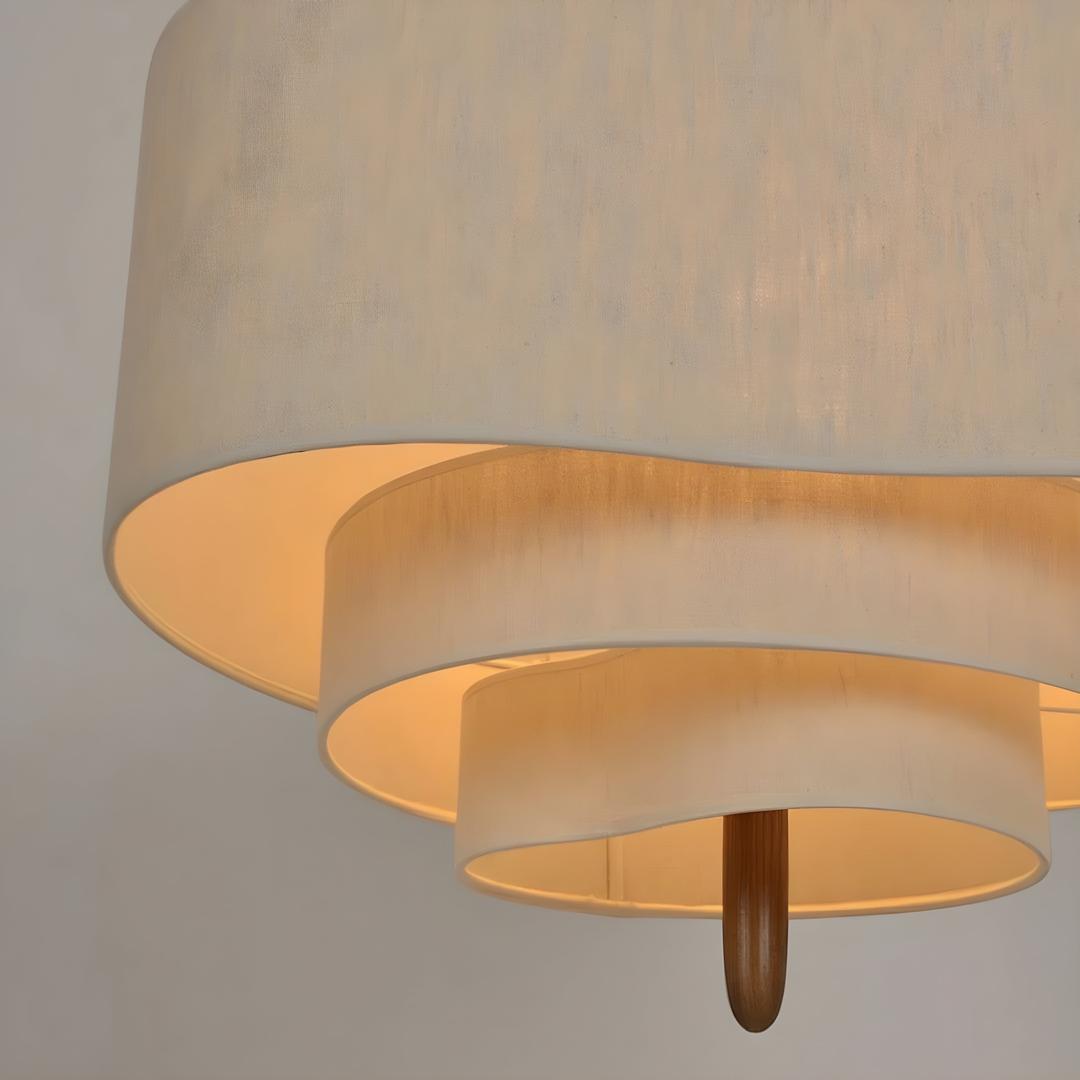 Hanglamp Modern met Drielaagse Ronde Kap en Houten Detail