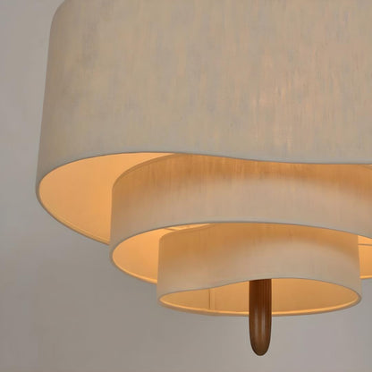 Hanglamp Modern met Drielaagse Ronde Kap en Houten Detail