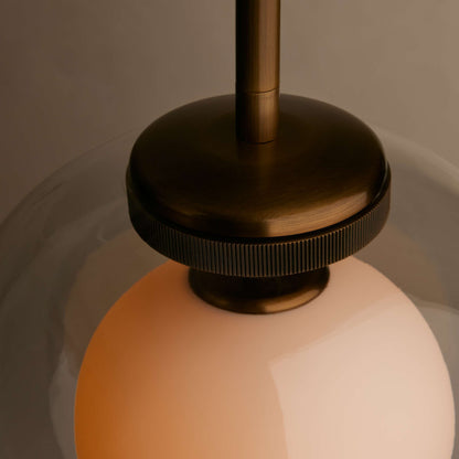 Hanglamp Modern met Dubbele Glazen Bol en Messing Ophanging