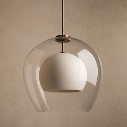Hanglamp Modern met Dubbele Glazen Bol en Messing Ophanging