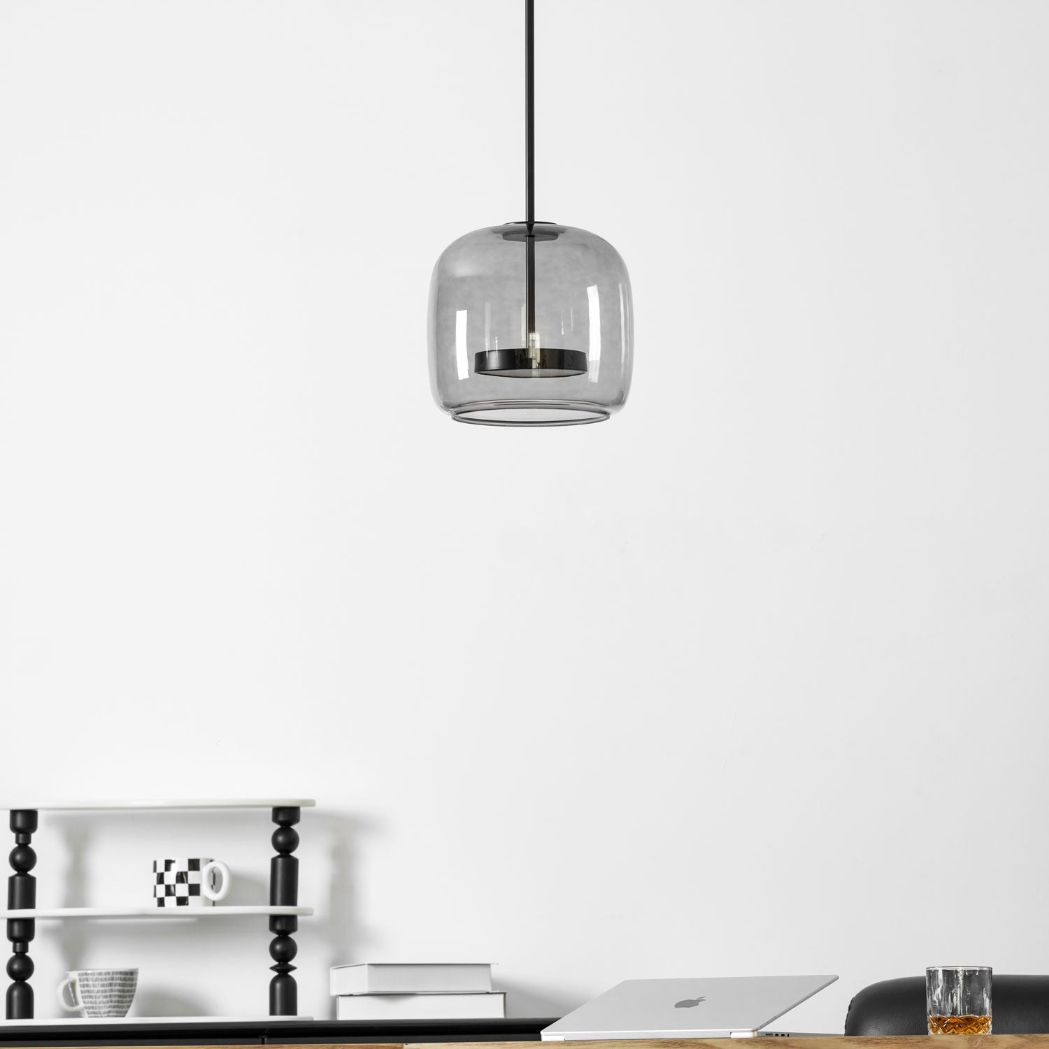 Hanglamp Modern met Geblazen Glazen Kap en Verstelbare Hoogte